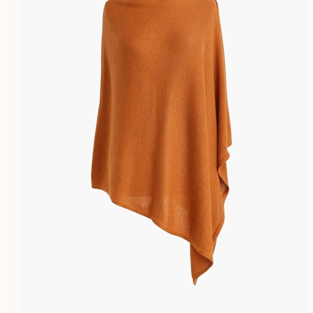 Cotton-blend triangle sweater poncho